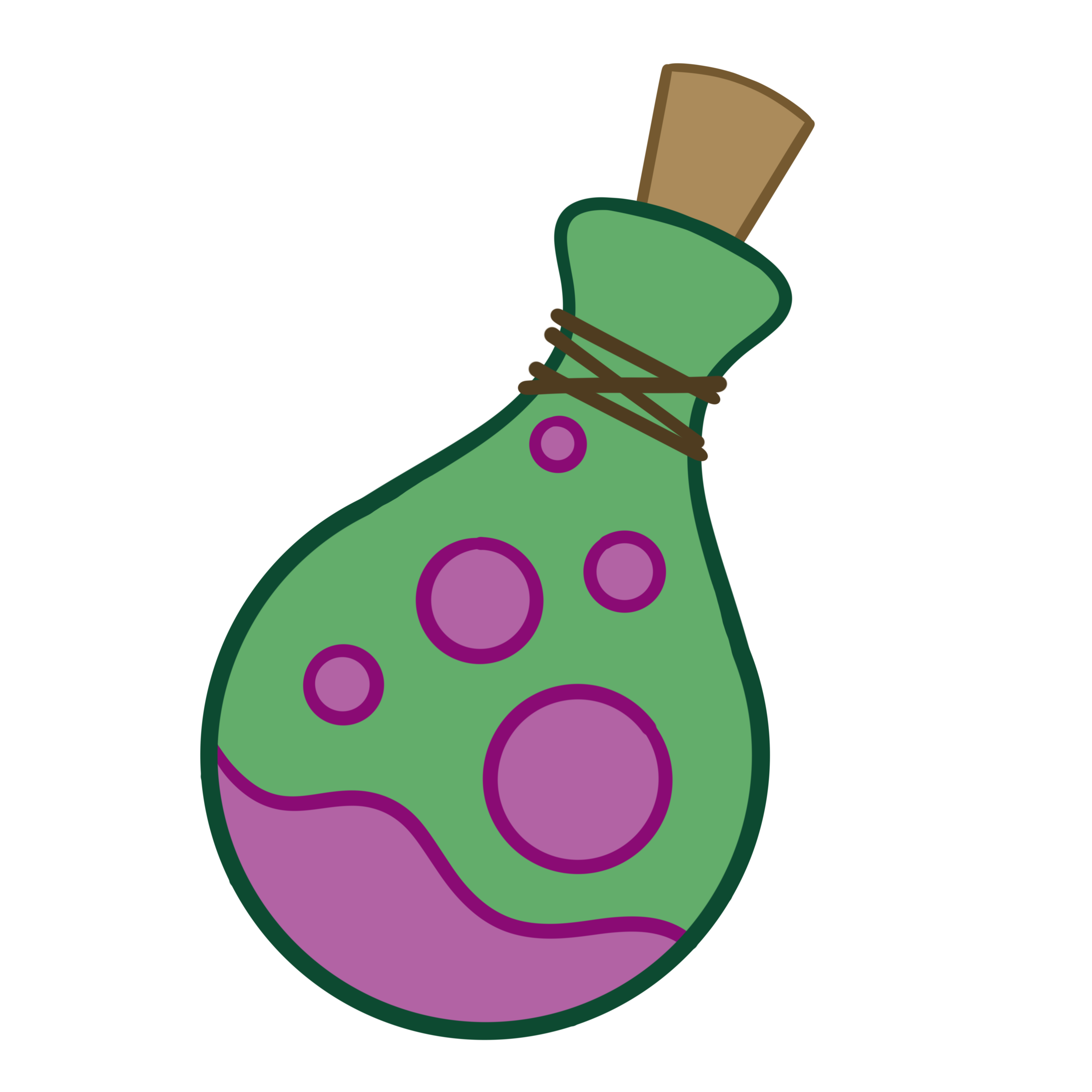 a cartoon rendering of a potion bottle filled with bubbling green liquid